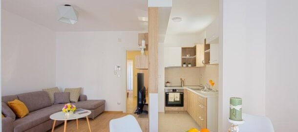 Two-bedroom apartment in the center of Budva with a sea view for rent for a year!