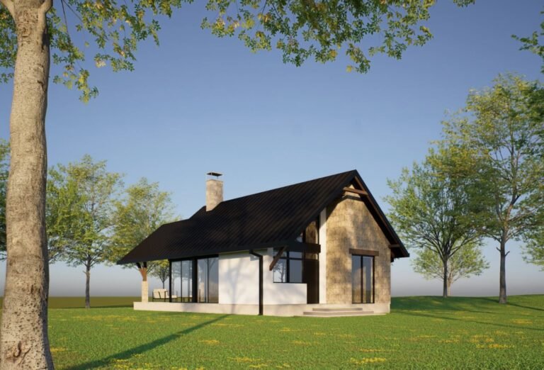 land plot in Kolashina on the banks of the Tara river with a house project near the new highway