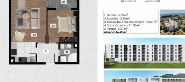 One-bedroom apartment in Bar in a new building, 400 meters from the sea!